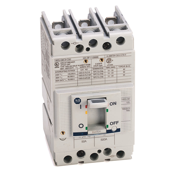 140G-G6C3-C90 Allen-Bradley Molded Case Circuit Breaker, 125A Frame, 90A, 3-Pole, 65 kA