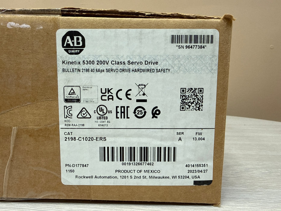 Allen-Bradley 2198-C1020-ERS Kinetix 5300 2kW 200V Servo Drive EtherNet/IP