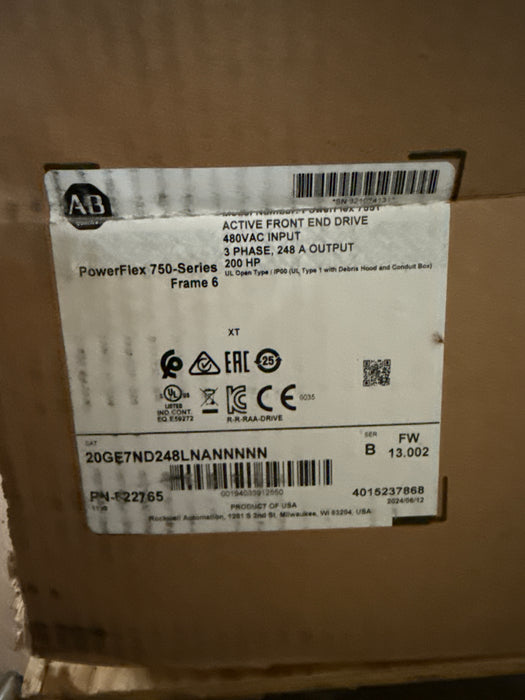 20GE7ND248LNANNNNNN – Allen-Bradley PowerFlex 755 AC Drive 200HP