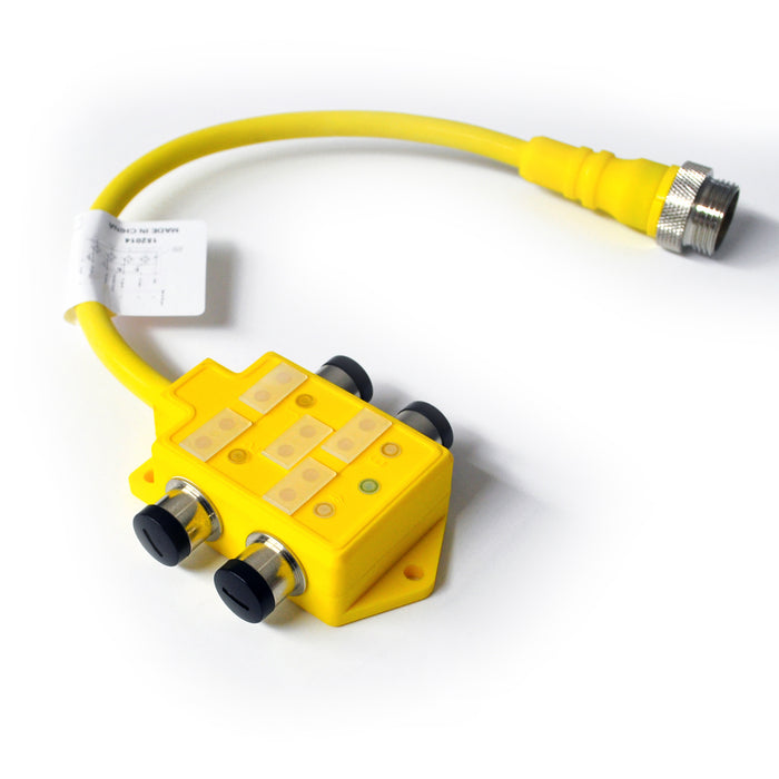 ASSR4-5/3PA-PZ6 – HTM Sensors Distribution Block Single Occupancy 4x M12 PNP Mini 6 Pin Pigtail 10-30V DC