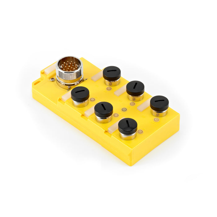 DLTR6-5/4NA-T12 – HTM Sensors Distribution Block Single Occupancy 6x M12 NPN M23 12 Pin 10-30V DC
