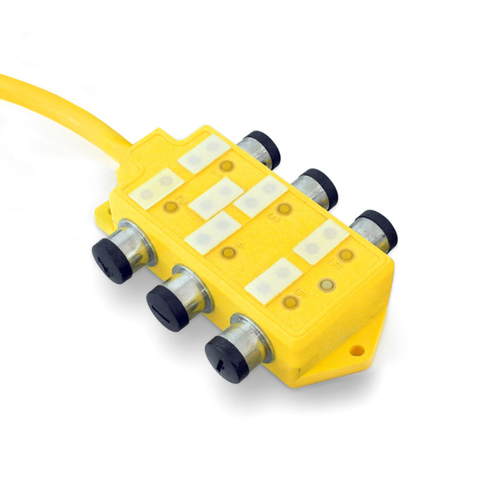 ASSR6-5/3PA-1105 – HTM Sensors Distribution Block Single Occupancy 6x M12 PNP Pre-wired 5 m PVC