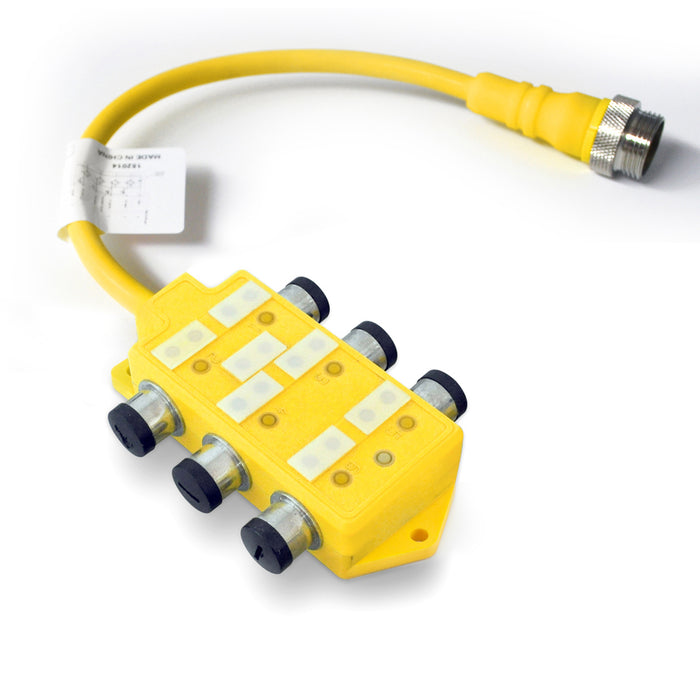 ASSR6-5/3NA-PZ8 – HTM Sensors Distribution Block Single Occupancy 6x M12 NPN Mini 8 Pin Pigtail 10-30V DC