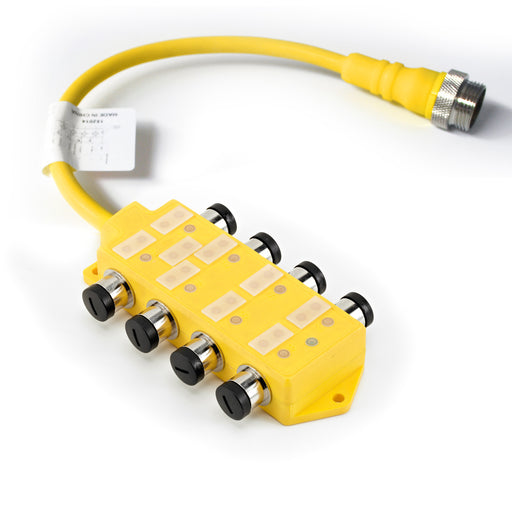 ASSR8-5/3NA-PZ10 – HTM Sensors Distribution Block Single Occupancy 8x M12 NPN Mini 10 Pin Pigtail 10-30V DC