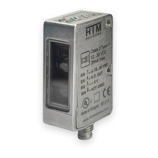 H80-PRRS-5000N-M08-4QD – HTM Sensors Photoelectric Sensor Polarized Reflective IP69K Stainless Steel NPN - Light On/Dark On 5 m