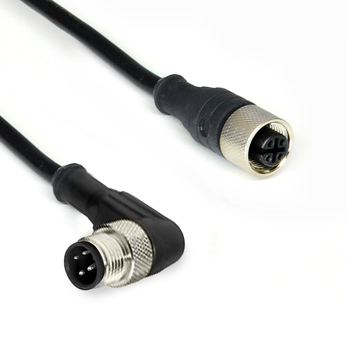 R-MA4TZ-Y071 + R-FS4TZ-Y071 – HTM Sensors M12 A-Coded Male Angled Connector M12 A-Coded Female Straight Connector PUR Jacket 1 m Length
