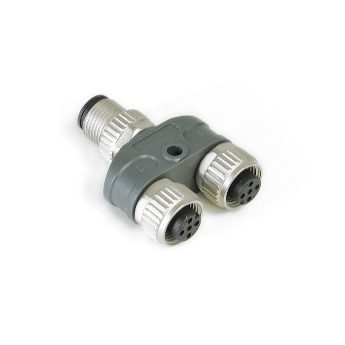 T2-R5/3Z-R4 – HTM Sensors T-Splitter M12 Male Straight to 2 x M12 Female Straight
