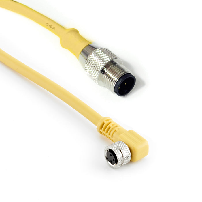 R-MS4/3TZ-V070.3+C-FA3TZ-V070.3 – HTM Sensors Double Ended Cable M12 A-Coded Male Straight M8 A-Coded Female Angled 3 Pin 0.3 m PVC